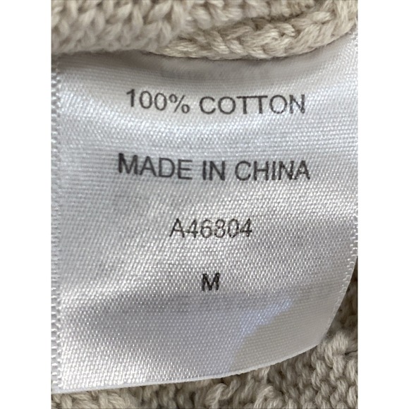 Apple seed cable knit Sweater women's medium beige crewneck fisherman - Picture 5 of 9